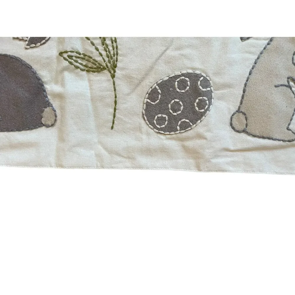 The Farmhouse Easter Bunny Rabbit Table Runner 14x48 Beige Embroidered New